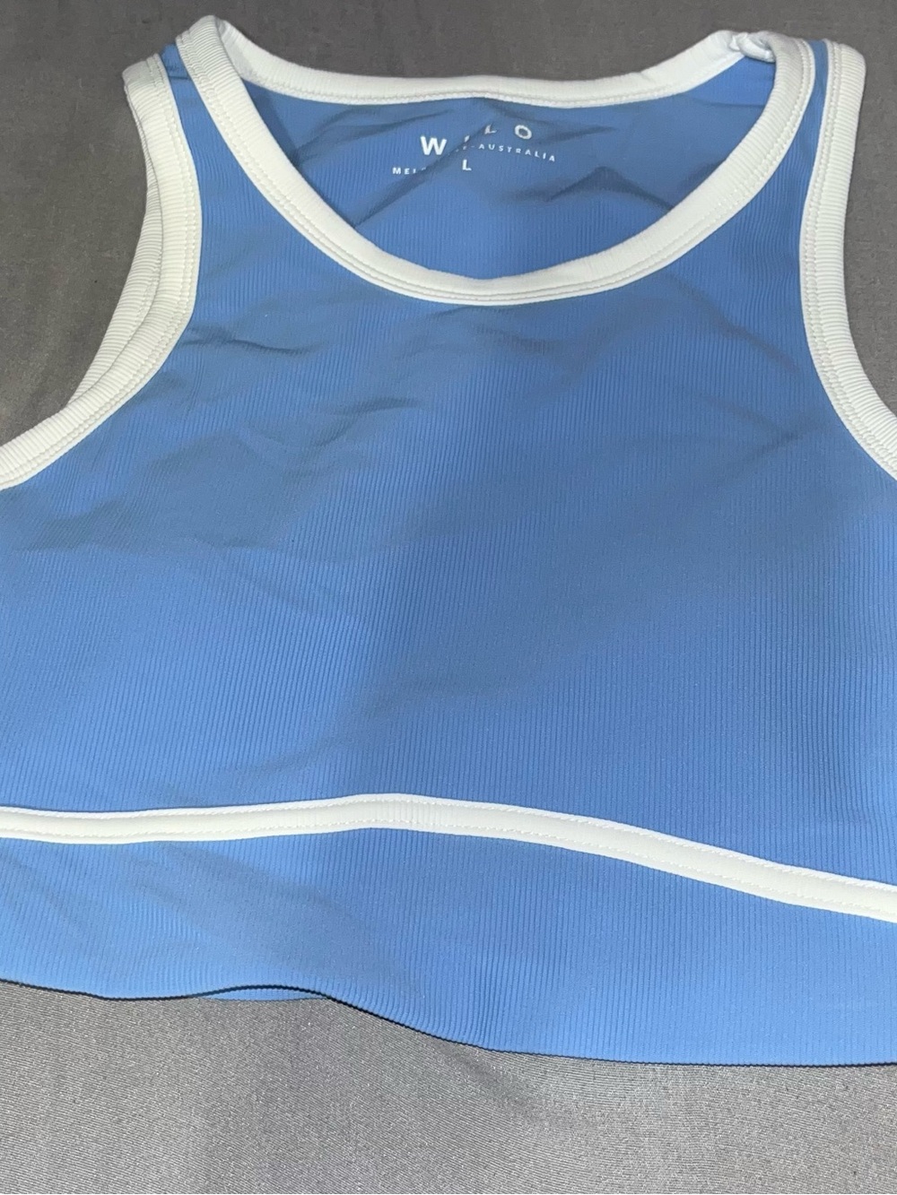 Blue Ribbed Tank with White Trim